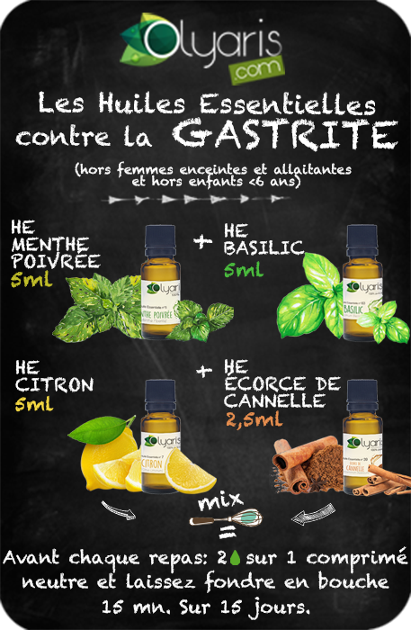 Synergie aux huiles essentielles contre la gastrite - Olyaris